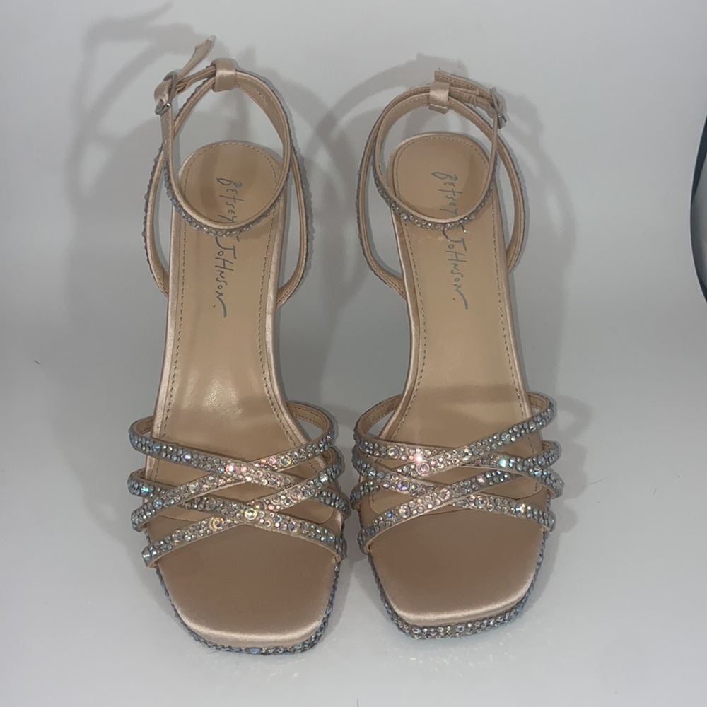 Betsy Johnson x David Bridal exclusive!  Strappy Micro-Platform Stiletto Heels